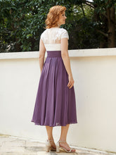 Cap Sleeves Chiffon Dresses with Ivory Bodice Grape