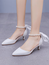 Kitten Heels Pointed Toe Ankle-Strap Wedding Shoes
