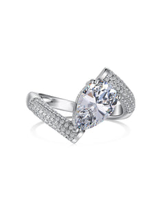 Crushed Ice Pear Cut White Gemstone Engagement Ring in S925