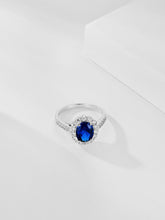 Oval Royal Blue Sapphire Ring in 925 Sterling Silver