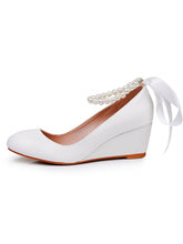 Elegant Round Toe Platform Heels Beaded Mary Janes