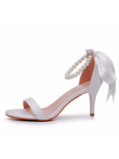 Open Toe Ankle-Strap Ribbons Stiletto Sandals