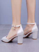 Peep Toe Chunky Heel Ankle-Strap Bridal Sandals