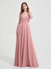 V-neck Bridesmaid Dress with Cross Back Dusty Rose