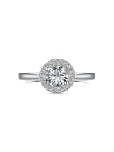 925 Silver Simple Round sparkling Engagement Ring