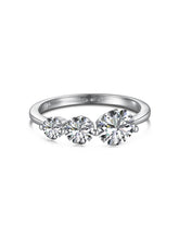 Round-Cut Three Sparkle Zircon Sterling Silver Ring