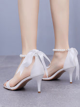 Open Toe Ankle-Strap Ribbons Stiletto Sandals