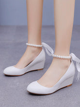 Elegant Round Toe Platform Heels Beaded Mary Janes