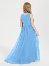 Asymmetrical Junior Bridesmaid Dresses with Scoop Neckline Blue