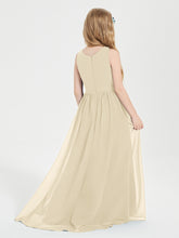 Asymmetrical Junior Bridesmaid Dresses with Scoop Neckline Champagne