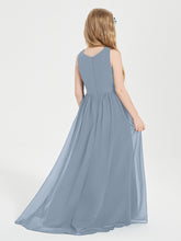 Asymmetrical Junior Bridesmaid Dresses with Scoop Neckline Dusty Blue