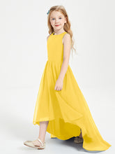 Asymmetrical Junior Bridesmaid Dresses with Scoop Neckline Marigold