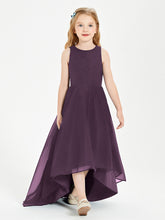 Asymmetrical Junior Bridesmaid Dresses with Scoop Neckline Plum