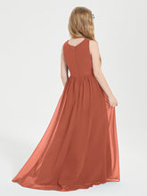 Asymmetrical Junior Bridesmaid Dresses with Scoop Neckline Rust