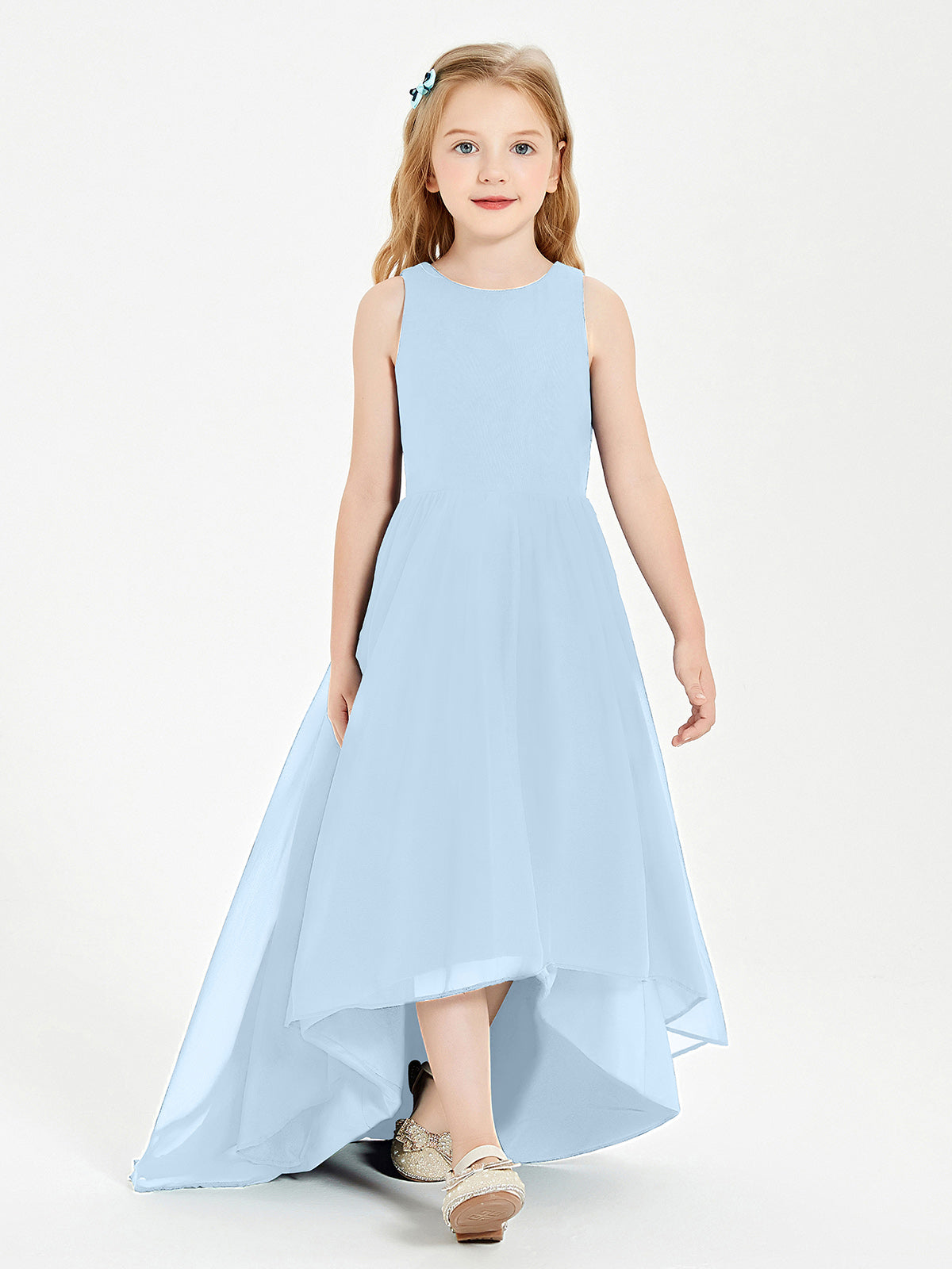BABARONI Chiffon Sky Blue Junior Bridesmaid Dresses A-line Bateau Asymmetrical Sleeveless BABARONI UK BABARONI Chiffon Sky Blue Junior Bridesmaid Dresses A-line Bateau Asymmetrical Sleeveless BABARONI UK