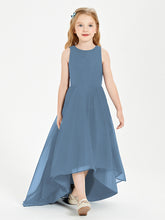 Asymmetrical Junior Bridesmaid Dresses with Scoop Neckline Slate Blue