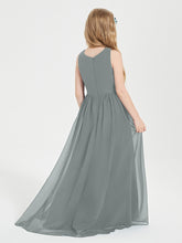 Asymmetrical Junior Bridesmaid Dresses with Scoop Neckline Steel Grey