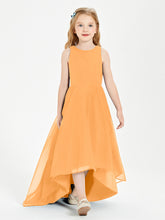 Asymmetrical Junior Bridesmaid Dresses with Scoop Neckline Tangerine