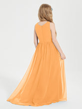 Asymmetrical Junior Bridesmaid Dresses with Scoop Neckline Tangerine