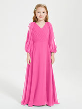 Modest Long Sleeved Junior Bridesmaid Gowns Azalea