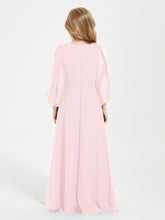 Modest Long Sleeved Junior Bridesmaid Gowns Blushing Pink