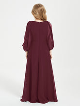 Modest Long Sleeved Junior Bridesmaid Gowns Cabernet