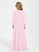 Modest Long Sleeved Junior Bridesmaid Gowns Candy Pink