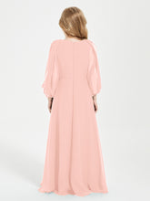 Modest Long Sleeved Junior Bridesmaid Gowns Coral