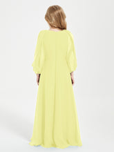 Modest Long Sleeved Junior Bridesmaid Gowns Daffodil