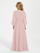 Modest Long Sleeved Junior Bridesmaid Gowns Dusty Rose