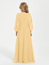 Modest Long Sleeved Junior Bridesmaid Gowns Gold