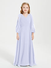 Modest Long Sleeved Junior Bridesmaid Gowns Lavender