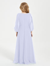 Modest Long Sleeved Junior Bridesmaid Gowns Lavender