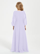 Modest Long Sleeved Junior Bridesmaid Gowns Lilac