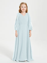 Modest Long Sleeved Junior Bridesmaid Gowns Mist