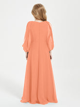 Modest Long Sleeved Junior Bridesmaid Gowns Papaya