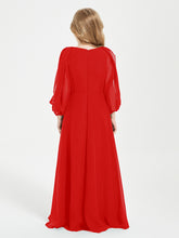 Modest Long Sleeved Junior Bridesmaid Gowns Red
