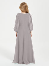 Modest Long Sleeved Junior Bridesmaid Gowns Silver