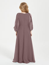 Modest Long Sleeved Junior Bridesmaid Gowns Vintage Mauve