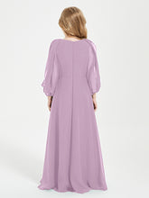 Modest Long Sleeved Junior Bridesmaid Gowns Wisteria