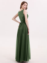 V-neck Chiffon Dresses with Lace Strap Olive Green