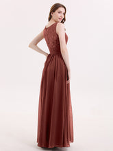 V-neck Chiffon Dresses with Lace Strap Terracotta