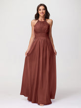 Chiffon Long Dresses with Lace Straps Terracotta