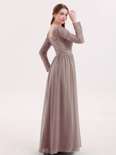 Long Sleeves Chiffon Dress with V-neck Dusk
