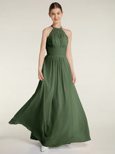 Chiffon Long Dress with Lace Bodice Olive Green