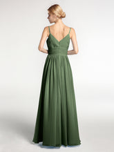 Chiffon Spaghetti Strap Maxi Dresses Olive Green