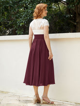Cap Sleeves Chiffon Dresses with Ivory Bodice Cabernet