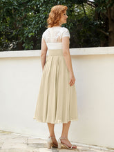 Cap Sleeves Chiffon Dresses with Ivory Bodice Champagne
