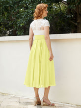 Cap Sleeves Chiffon Dresses with Ivory Bodice Daffodil