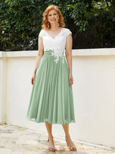 Cap Sleeves Chiffon Dresses with Ivory Bodice Dusty Sage